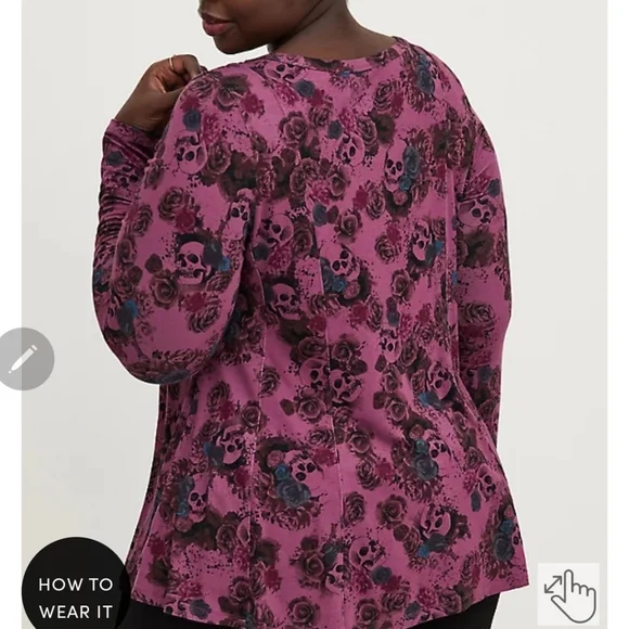 🆕️☠️SKULL / ROSES FIT AND FLARE TOP☠️ - Picture 4 of 6